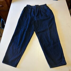 Vintage Chic Navy Ankle Pull On Denim Pants